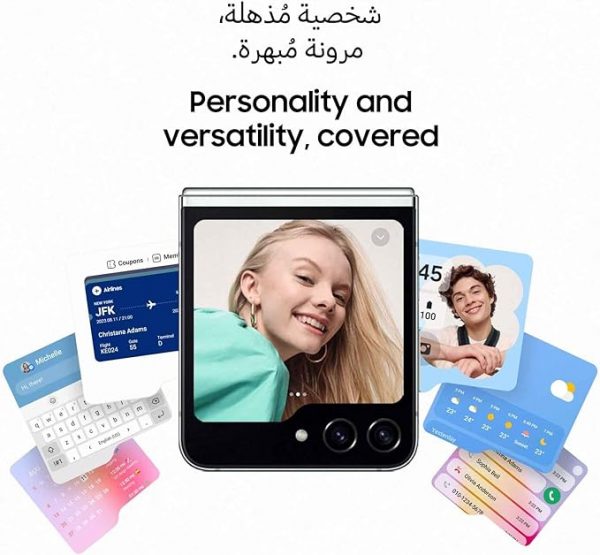 ⁦سامسونج جوال جالكسي زد فليب 5 القابل للطي بذاكرة RAM 8GB وذاكرة تخزين 256GB وبطارية تدوم طويلا وتصميم قابل للطي، اخضر فاتح⁩ - الصورة ⁦5⁩